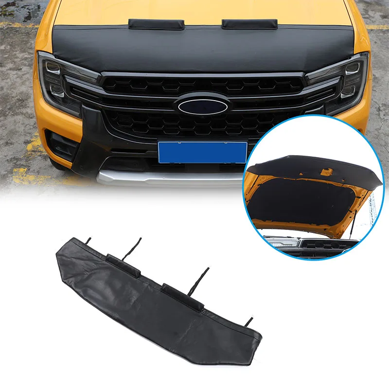 For Ford Ranger 2023 leather Black Car Hood Cover Stone Deflector Hood Protection Shield Sand Block Accessories