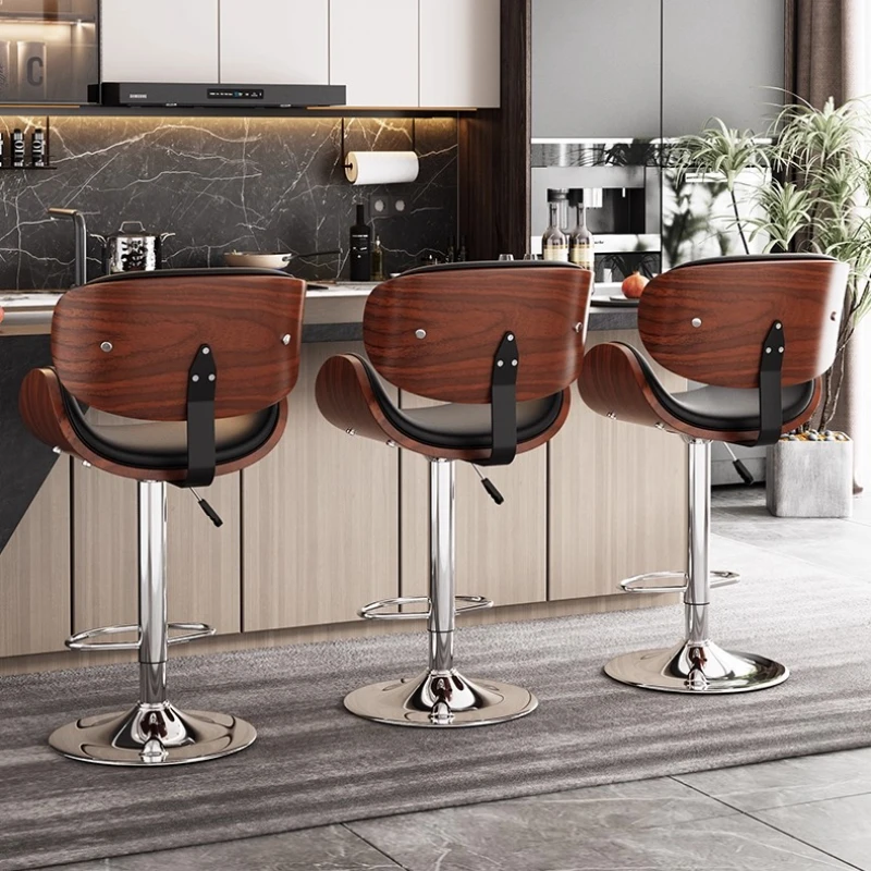 

Vintage Bar Stool with Adjustable Height Solid Wood Swivel Island Chair for Home Kitchen Counter Stool Cafe and Pub Dining Seat
