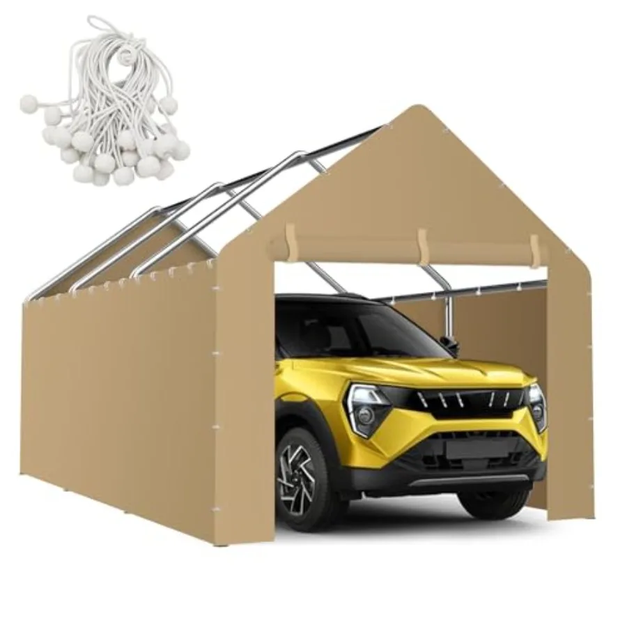

Carport Canopy Sidewalls for 10'x20'x9.35' Carport with Ball Bungee Cords Replacement Covers Canopy Walls for Car Tent Garage K