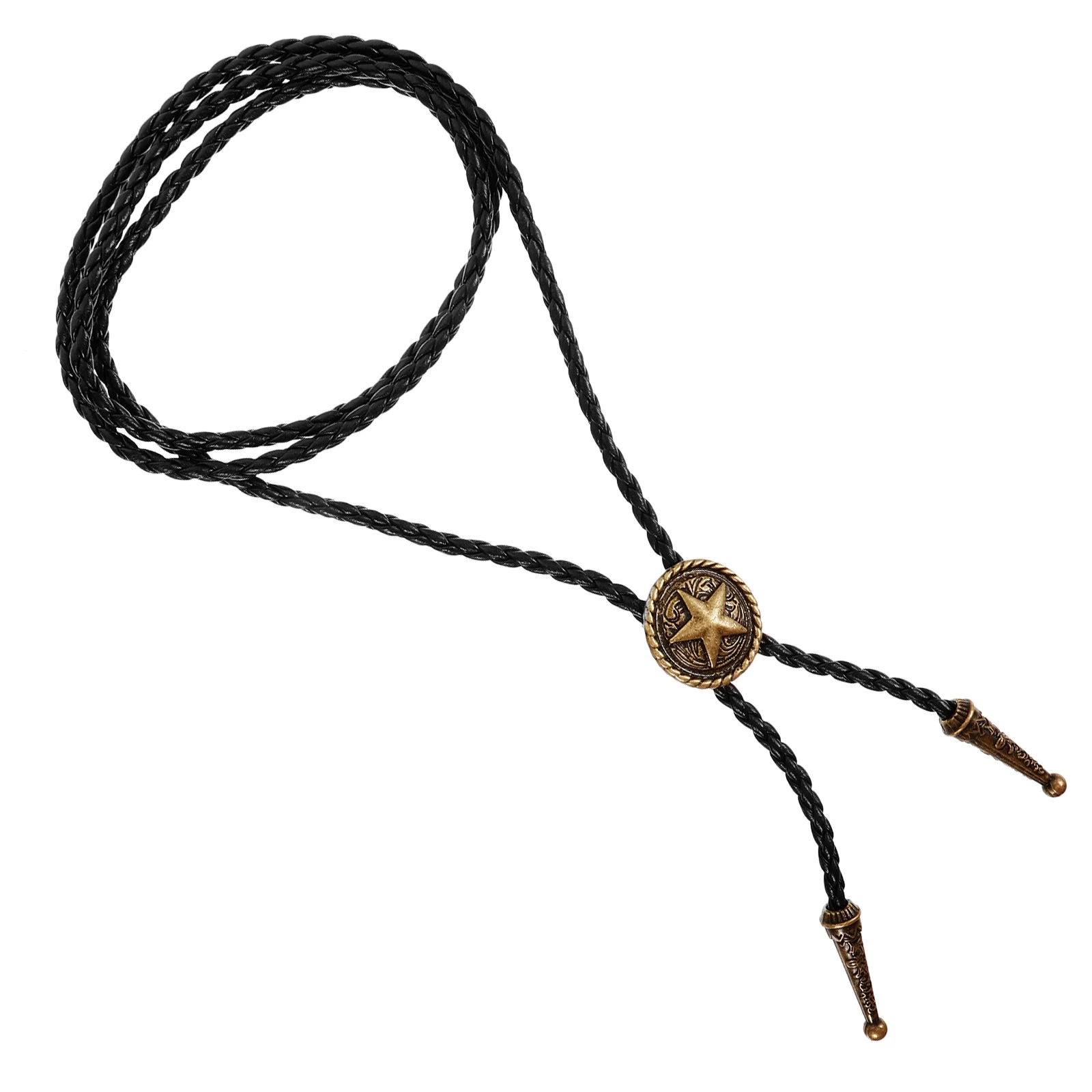 

Vintage Bolo Tie Necklaces Chain Decorative Rope Adjustable Western Necklace Men Pendant Sweater Bronze Star