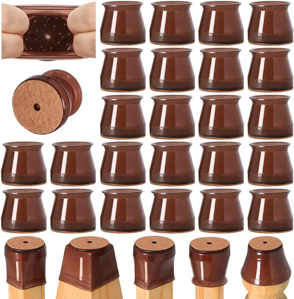16Pcs Chair Leg Floor Protectors for Hardwood Floors Silicone Covers to Protect Wood Tile Floors Felt Bottom Furniture Leg Caps