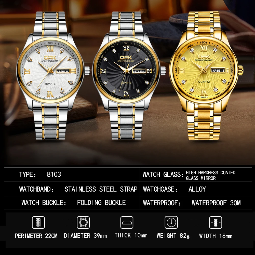 ساعة OPK 8103 كوارتز رجالية بمقياس ماسي بتقويم مزدوج #4