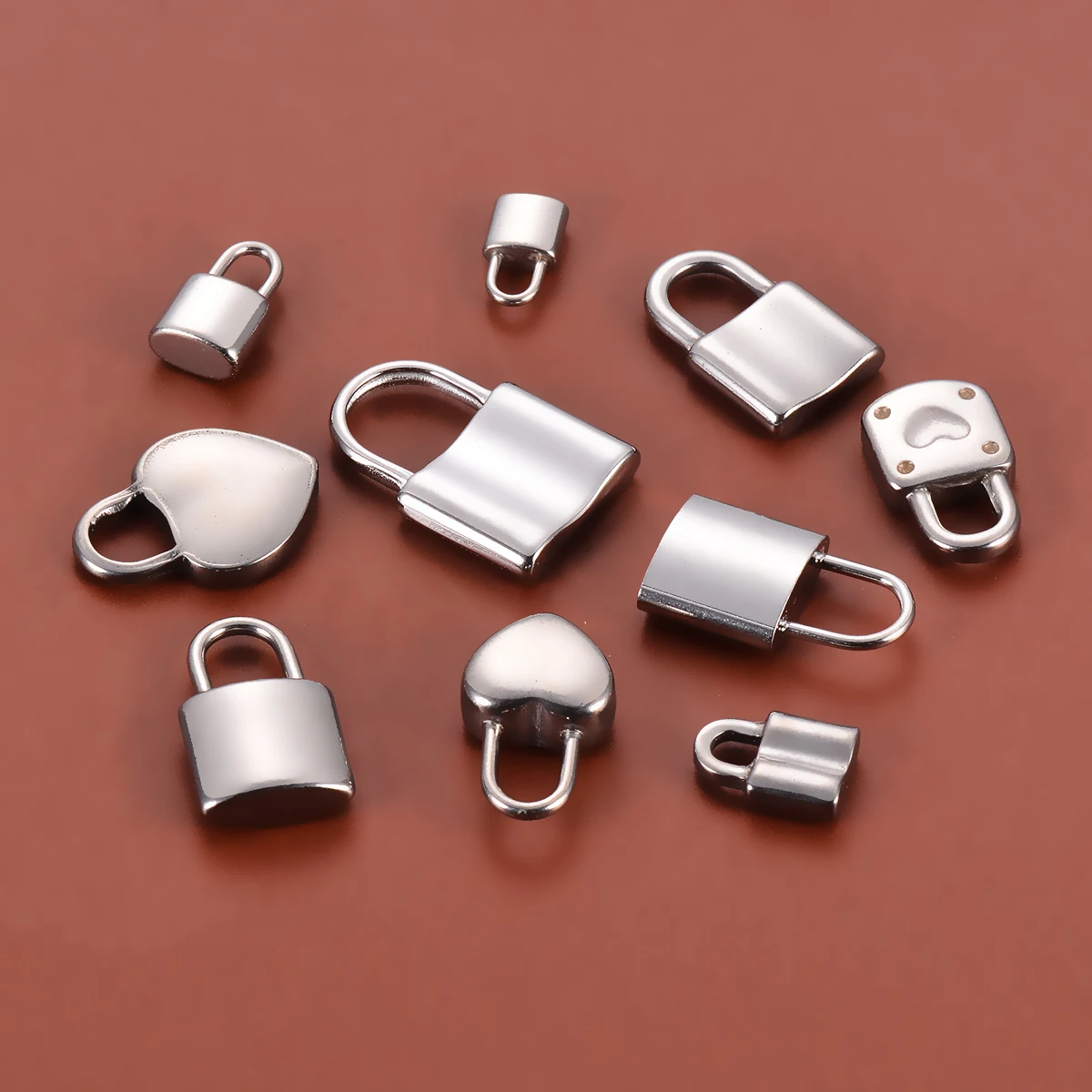 Wholsale 10pcs/lot Stainless Steel Lock Charm Fit Necklace Bracelet Padlock DIY Charm Pendant Jewelry Making