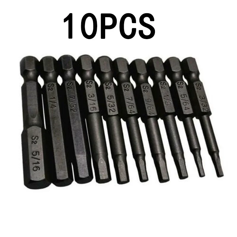 

10Pcs/Set 1/4" Screwdriver Set Bit Shank Hex Magnet Head Wrench Drill Bits Hand Operated Tool Power Tool Accessories