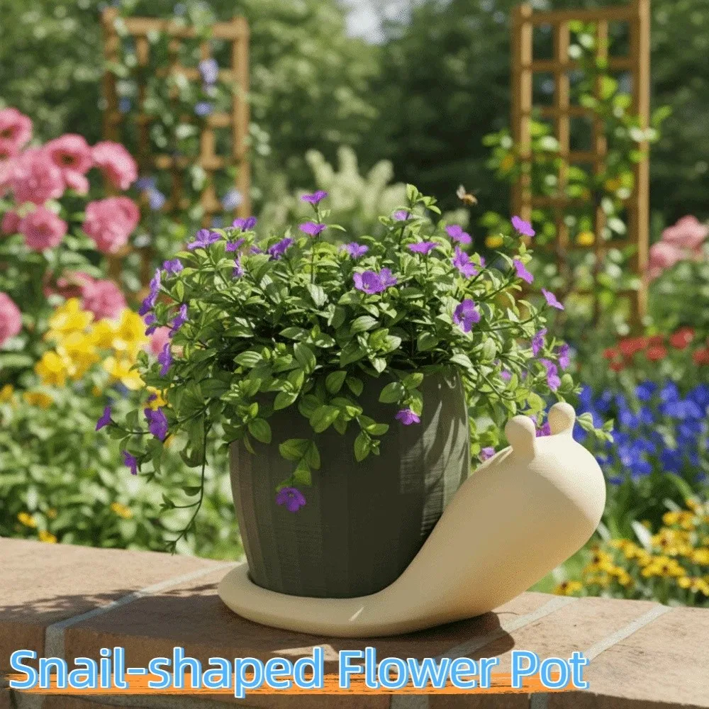 

Unique Snail-shaped Flower Pot Cute Corrosion Resistant Eco-Friendly Planter Plastic Green Onion Pots Kitchen Use