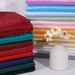Satin Glitter Fabric By The Meter for Needlework Clothes Dress Decoration Bags Diy Sewing Designer Cloth Smooth Breathable White