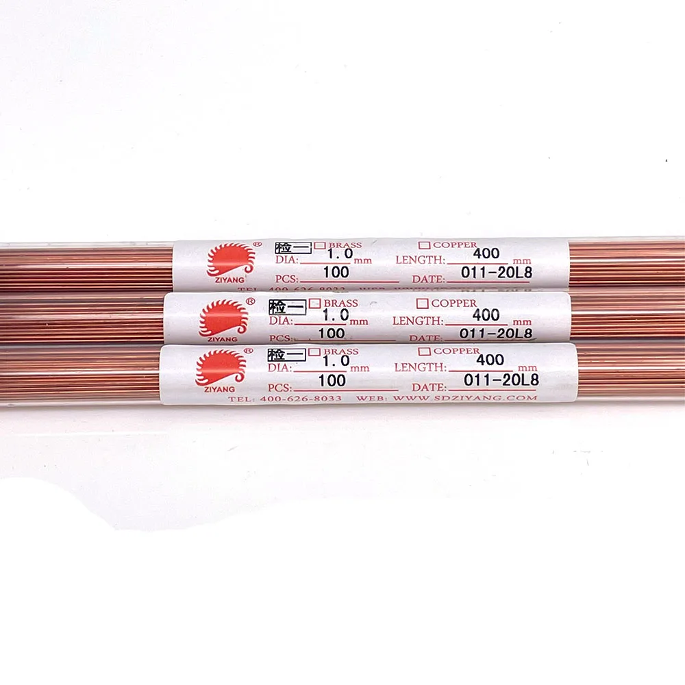 Tubo dell'elettrodo di rame foro singolo 1.0*400mm ID0.3mm per foratrice WEDM
