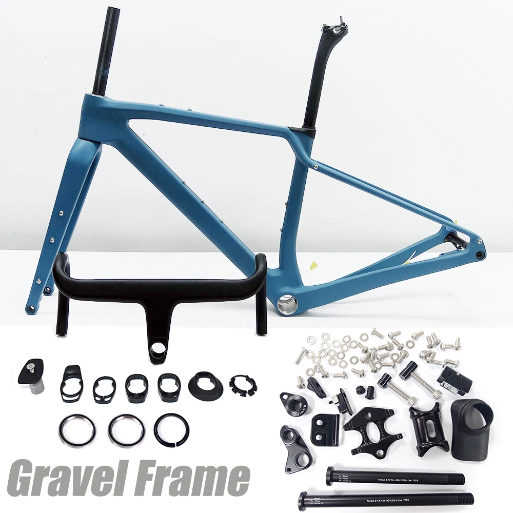 Carbon Fiber Gravel Bike Frame Fully Hidden Cable Bicycle Frameset Disc Brake Gravel