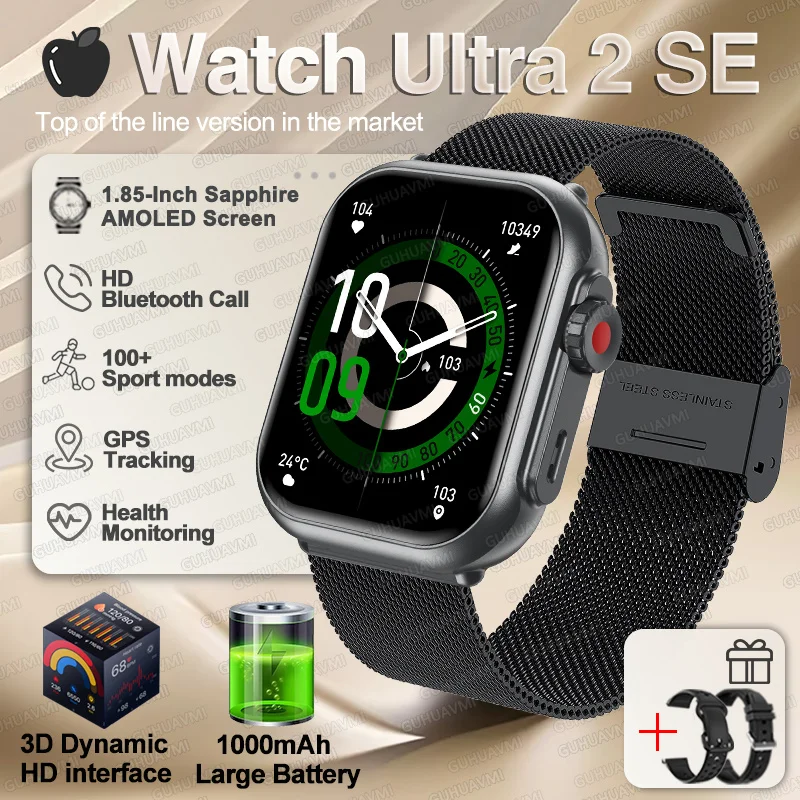 Für IOS Uhr Ultra 2 SE Männer Frauen Smart Armband 1000 mAh Batterie GPS AMOLED Display Bluetooth Anruf Sport wasserdichte Intelligente Uhr