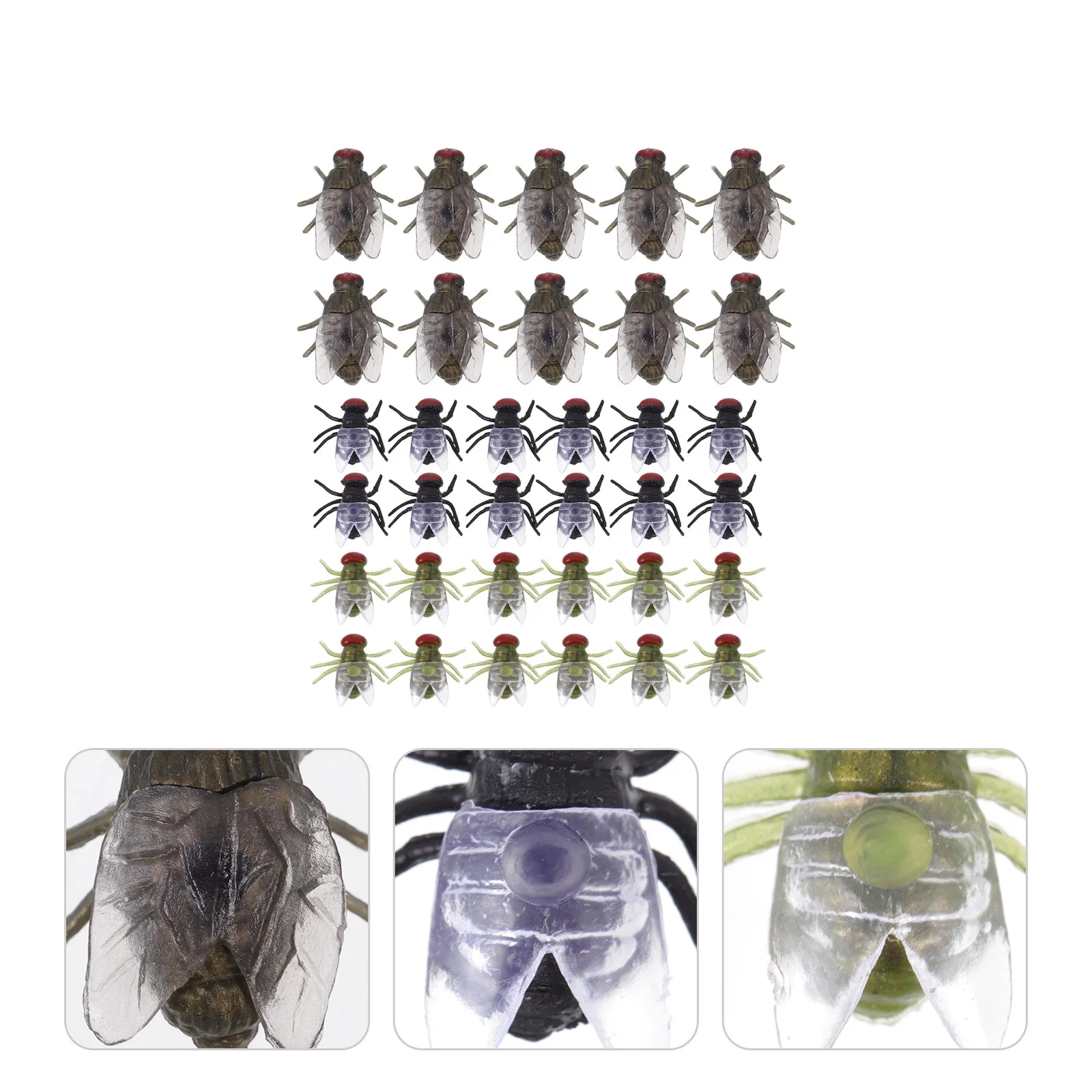 60 Pcs Toy Fly Model Tricky Toys Creepy Prank Flight Halloween Fake Artificial Realistic Plastic Blowfly Child