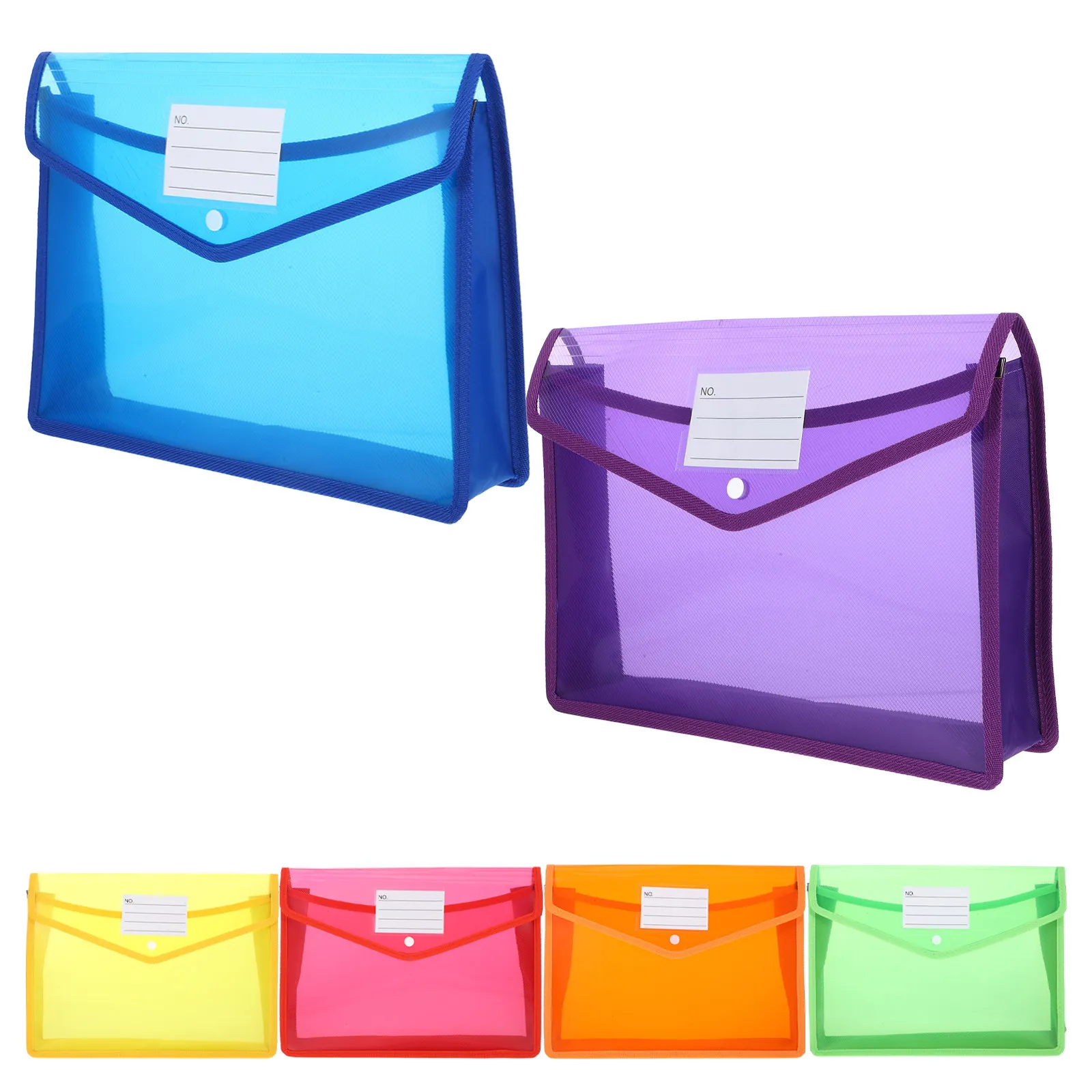 

Набор из 6 пластиковых папок для документов формата А4, прозрачные, водонепроницаемые, с застежкой-кнопкой и индексными этикетками для школы, офиса, дома