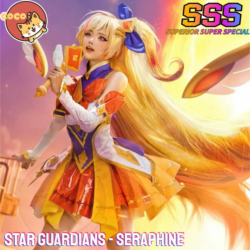 CoCos-SSS Game LOL Star Guardians Seraphine Cosplay Costume LOL Seraphine New Skin Star Guardians 2022 Cosplay Costume and Wig