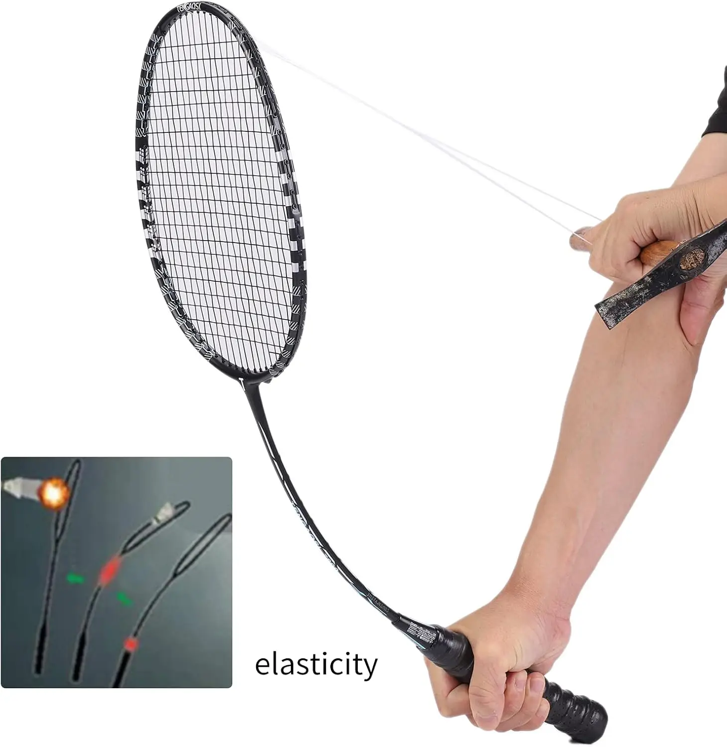 Badminton Rackets Set of 4 Sports Outdoor Backyard or Indoor Badminton Game Set with Shuttlecocks- Includes 4 Black Rackets