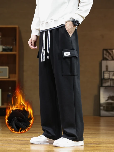 Winter Multi Pockets Sweatpants Men Fleece Liner Thick Warm Straight Loose Track Pants Cotton Casual Thermal Cargo Trousers 8XL AliExpress