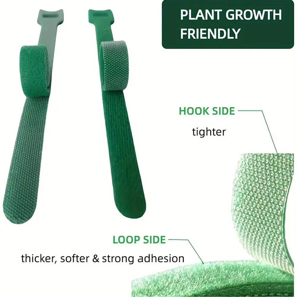 Wiederverwendbare 6-Zoll-Antirutsch-Pflanzenbinder aus Nylon mit Klettverschluss, grün, für Kletterpflanzen, zur Unterstützung und im Gartenbau