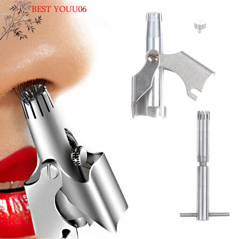 Hot Nose Hair Trimmer Cleaner For Men Women Stainless Steel Manual Mechanical Shaving Razor Washable Hair Removal Tool Detachabl