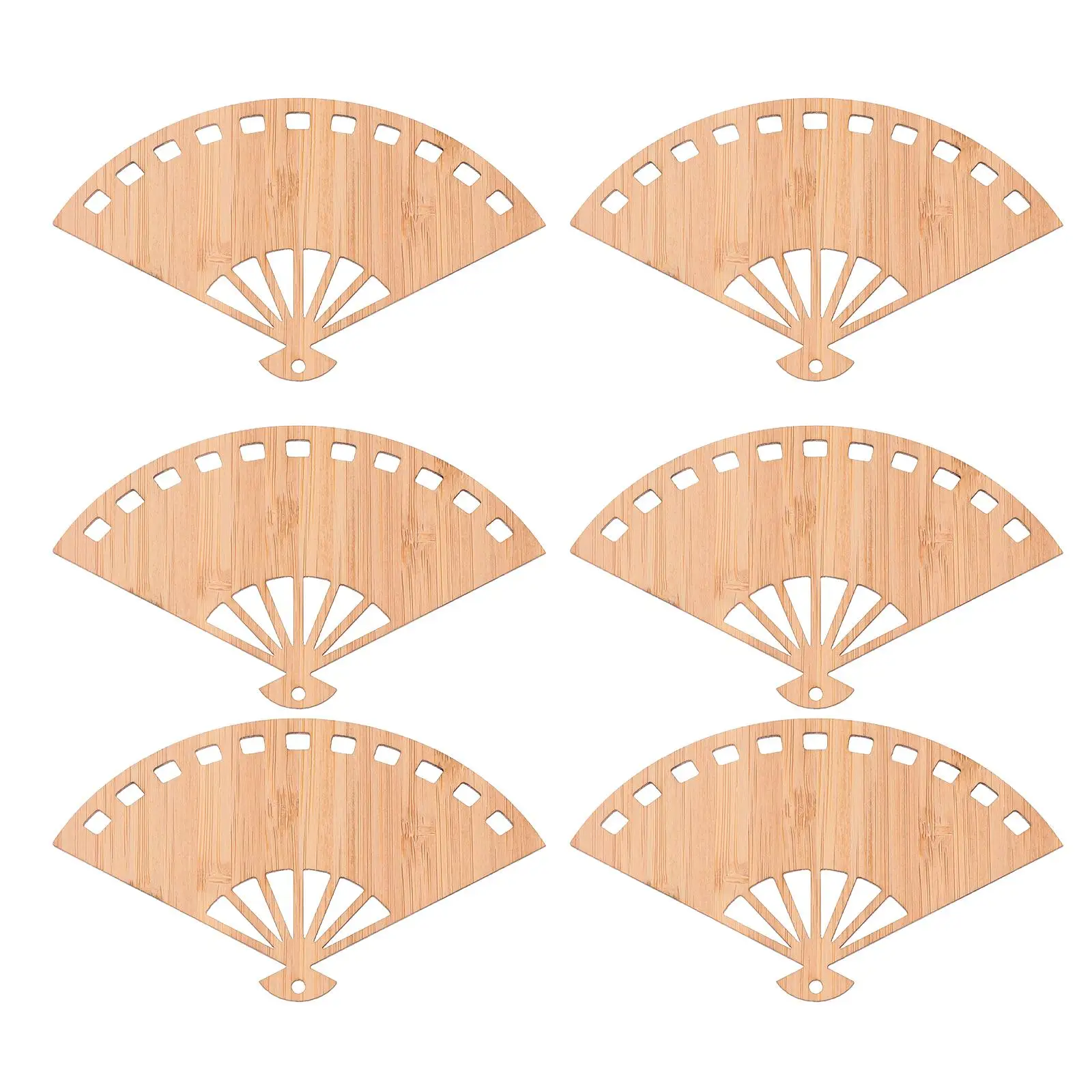 

6 Pcs Bamboo Bookmark Bookmarks DIY Fan Shaped Wood Graffiti Chic Retro Student Hollow