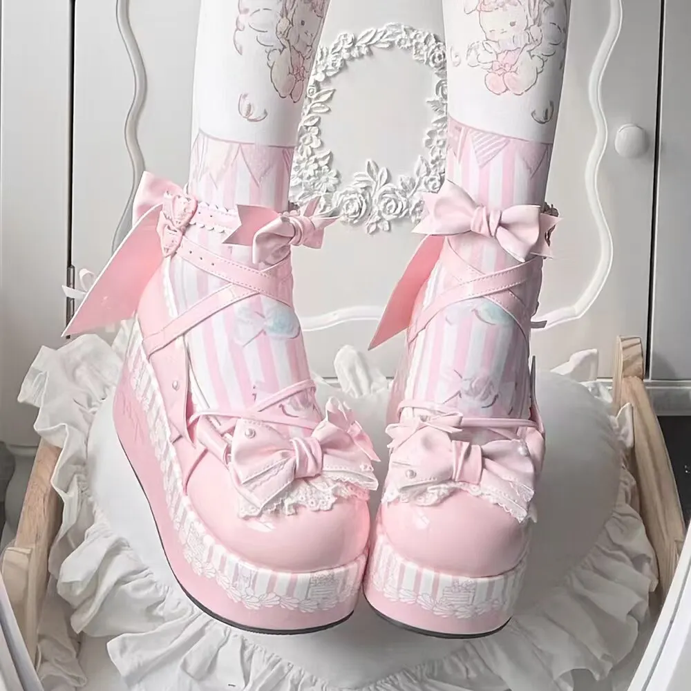 

Japanese Original Cute Sweet Little Cake Lo Shoes Women's Round Head Mary Jane Lolita Piano Elements Muffin Sole Single Shoes