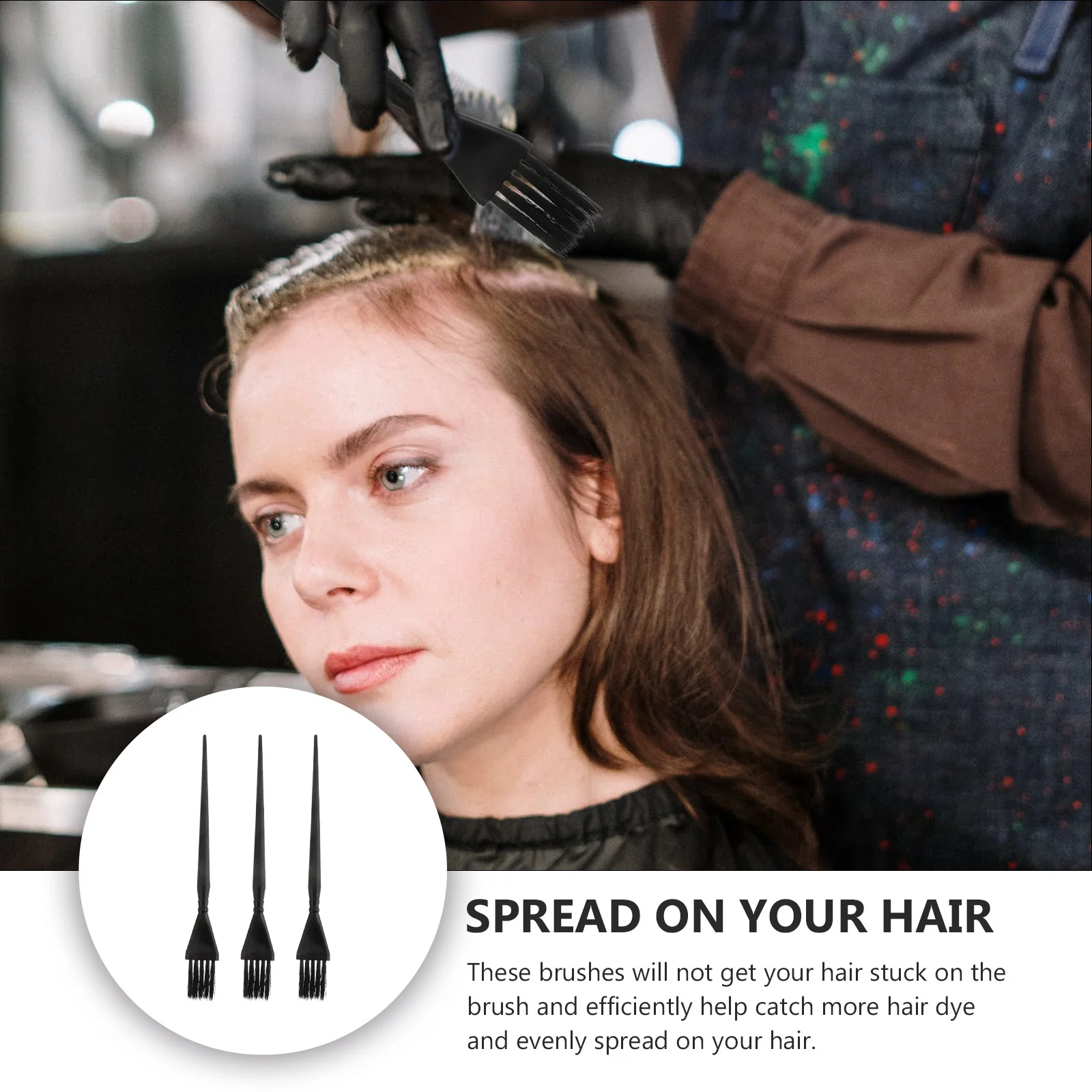 

3pcs Hair Dye Brush Set High-Density Bristles Even Color Application Salon Hair Coloring Tool Durable Pc Material