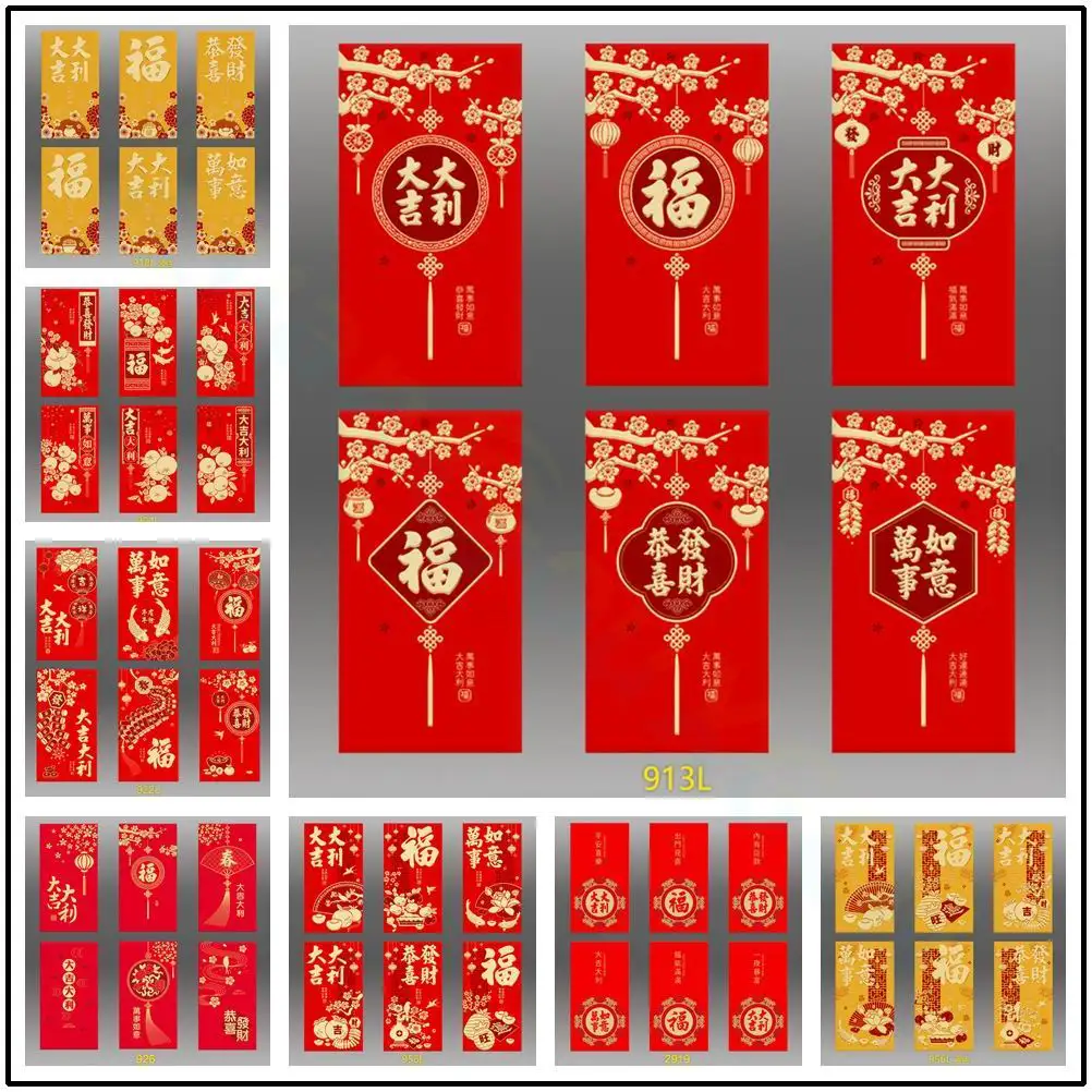 5/6Pcs Red Envelopes Cute Chinese style Hongbao for New Year Spring Festival Red Pockets Lucky Money Packets Cartoon Gift Bag