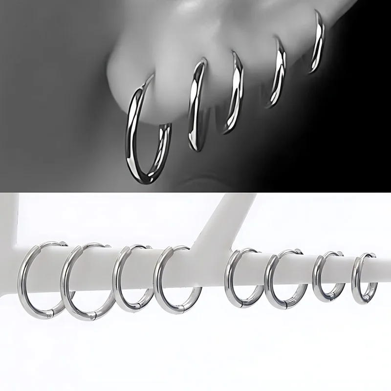 Pendientes Pequeños de Aro Huggie de Acero Inoxidable 316L, Pendientes Redondos para Cartílago y Trago, Minimalistas, Hipoalergénicos, Unisex