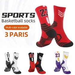 Elite Mid-calf Basketball Socks Men Bottom Running Children Sports Men Sweat-absorbent Badminton long socks Dacron Bag Summer