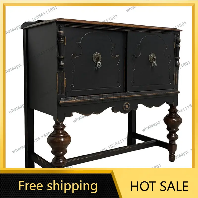 XX. French retro and old porch cabinet, black decorative cabinet against the wall