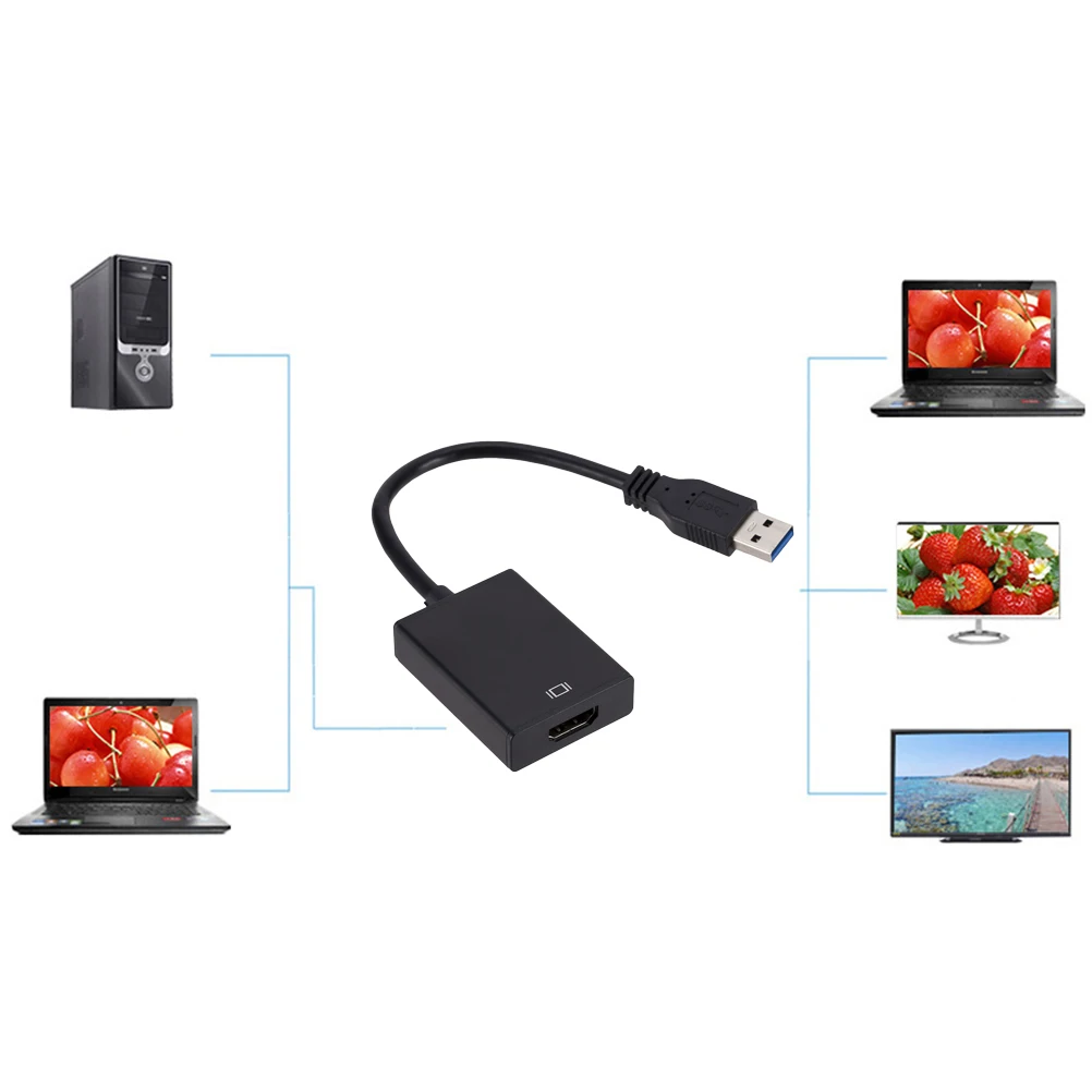 

High-definition Adapter Cable Display Monitor USB Black Color Hdtv Usb3.0 Video Converter