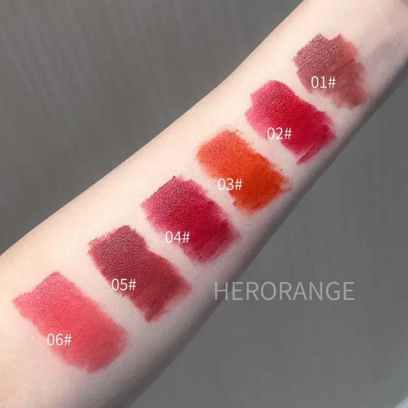 HERORANGE Rossetto liquido opaco Impermeabile Velluto sexy Smalto per labbra Durata Rossetto altamente pigmentato Pasta di fagioli Lucidalabbra Trucco