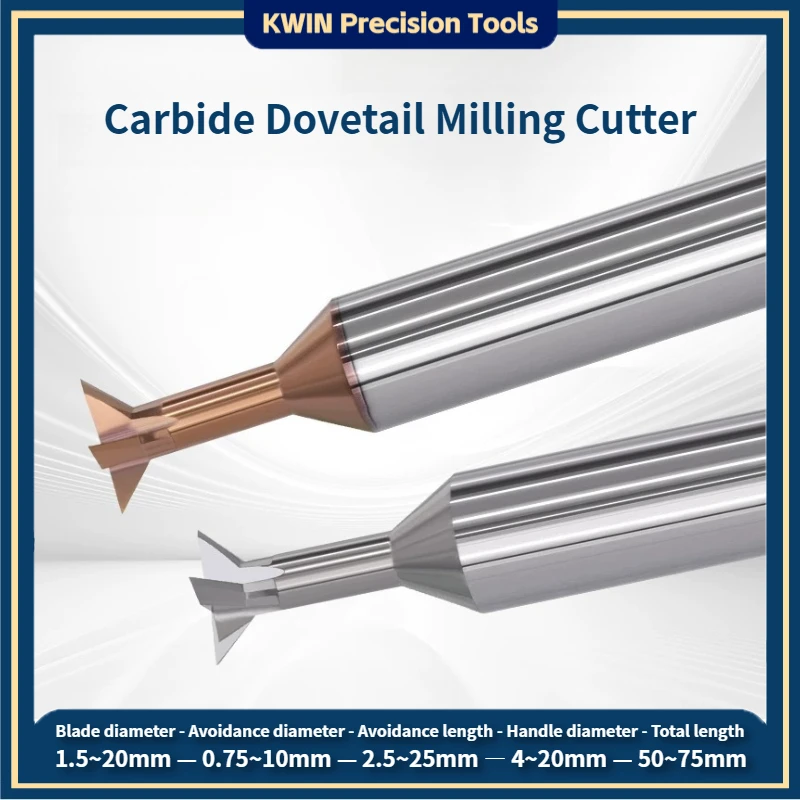 Dovetail End Mills Carbide Dovetail Milling Cutter 30° 45° 60° 75° 1.5mm-20mm Swallowtail Cutter Steel Aluminum Machining Tools