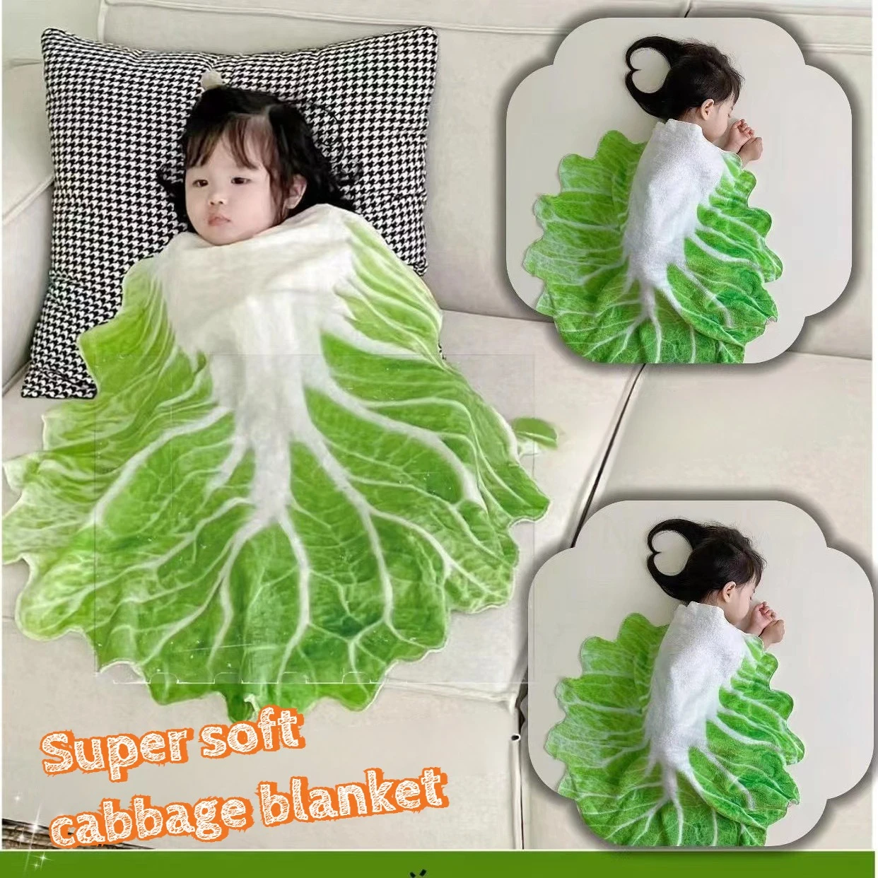 Kooldeken Microfiber beddengoed Creatieve uitstraling Leuke groentedeken Pluche zachte dutjedeken voor gezellig decor Thuisbank