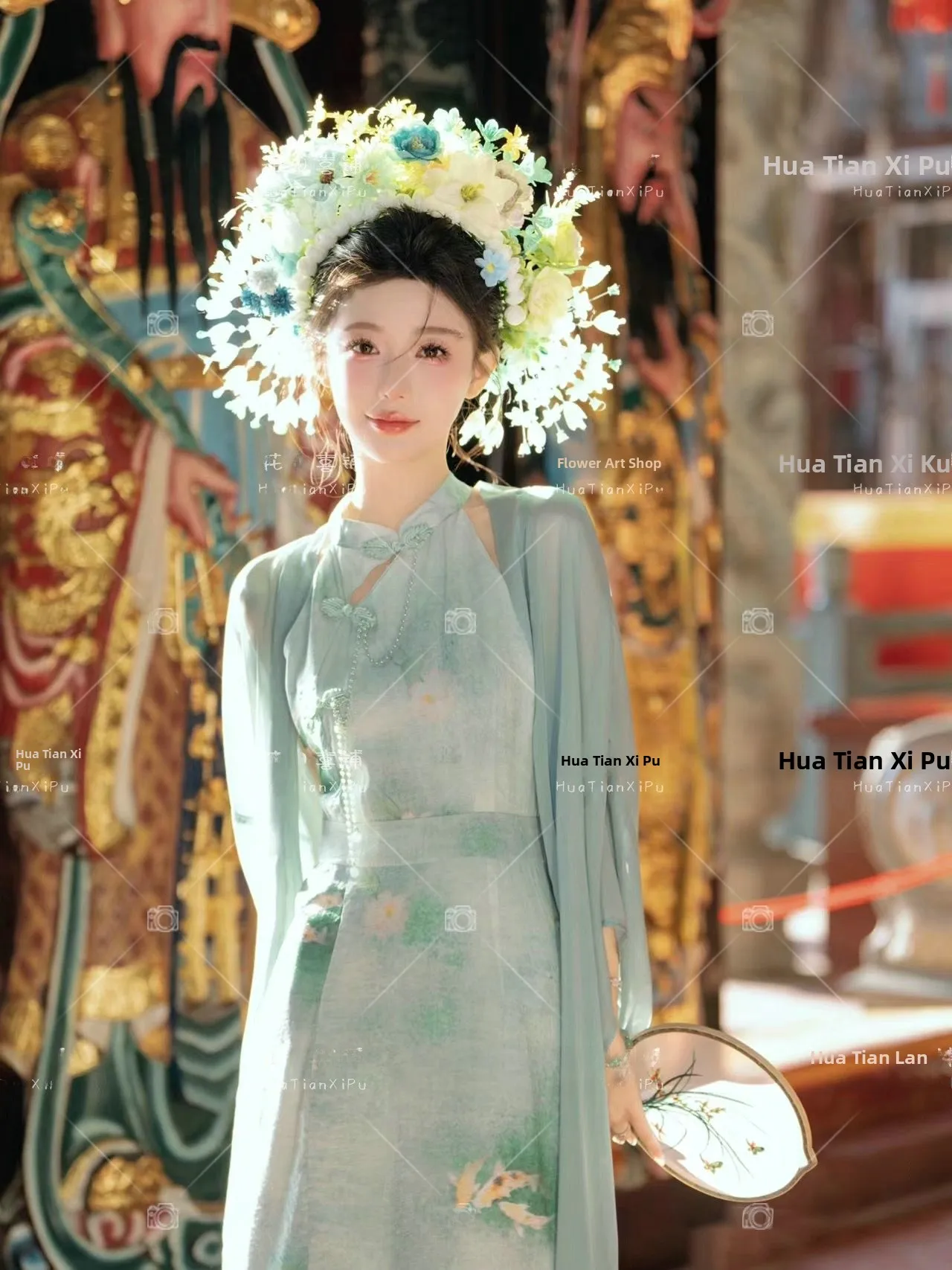 

Retro Women's Clothing Floral Hairpin New Chinese Style Art Photo Ethnic Wind Outdoor Travel Photography Costume