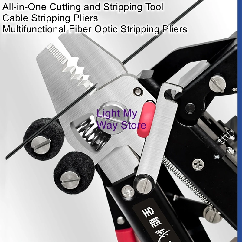 All-in-One Fiber Optic Cutting and Stripping Tool, Wire Stripper, Miller Pliers, Multifunctional Ethernet Cable Tool