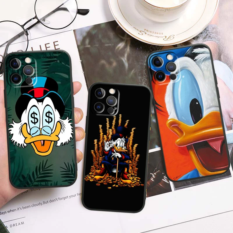 

Donald Duck Disney Anime Cute For iPhone 15 14 13 12 11 XS XR X 8 7 SE Pro Max Plus Mini Black Soft Phone Case