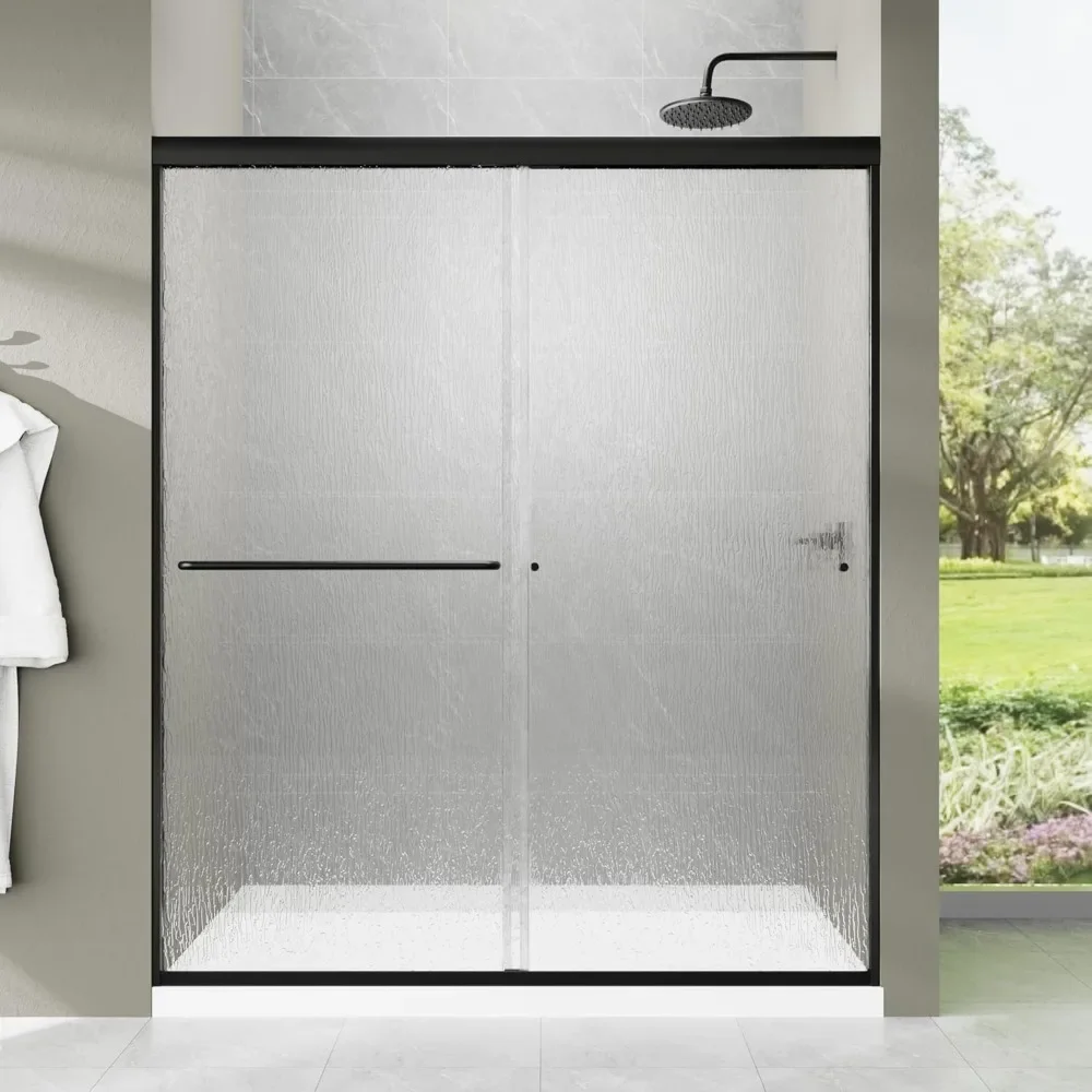 

56-60" W X 70" H Shower Doors, Premium 1/4 Inch (6mm) Thick SGCC Tempered Rain Glass, Reversible Sliding Shower Doors