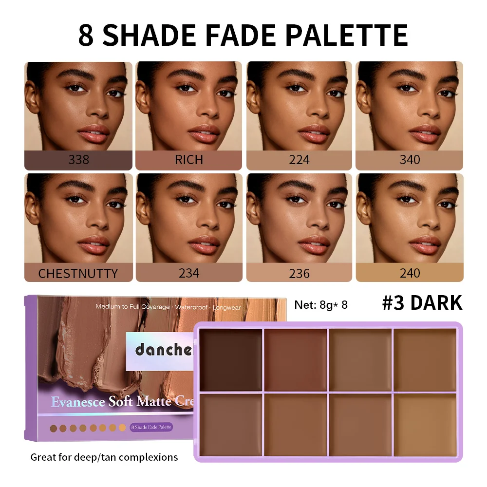 Concealer-Palette, wasserfest, langanhaltend, matt, feuchtigkeitsspendend, leicht, atmungsaktiv, mehrfarbige Concealer-Disk