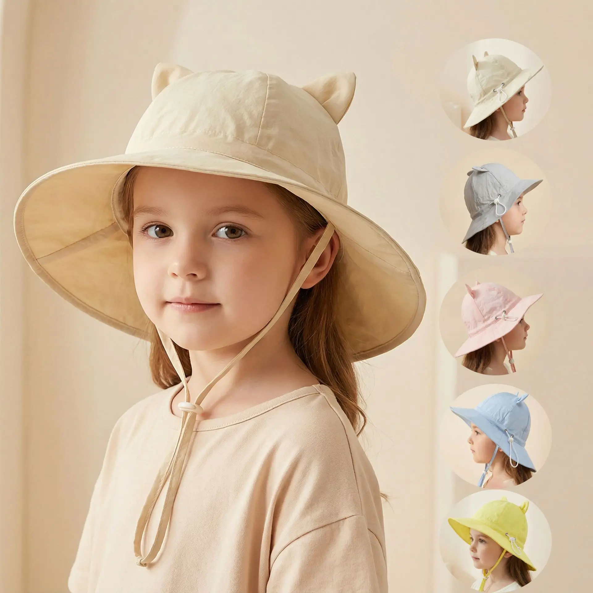 

Детская шапка - Летняя солнцезащитная легкая и дышащая шапка в рыбацком стиле - Однотонная - Милая и стильная для малышей