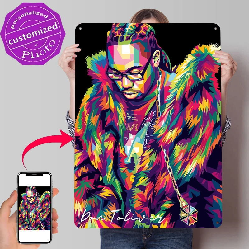 Don Toliver Pop Art Portrait Printed Poster Customized Wall Art Retro Vintage Metal Tin Signs for House Decor Room Coffee Bar