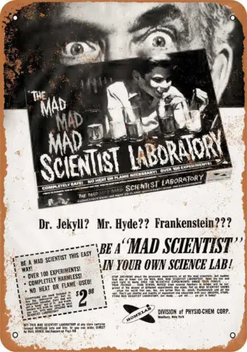 Metal Sign Mad Scientist Laboratory 1966 10