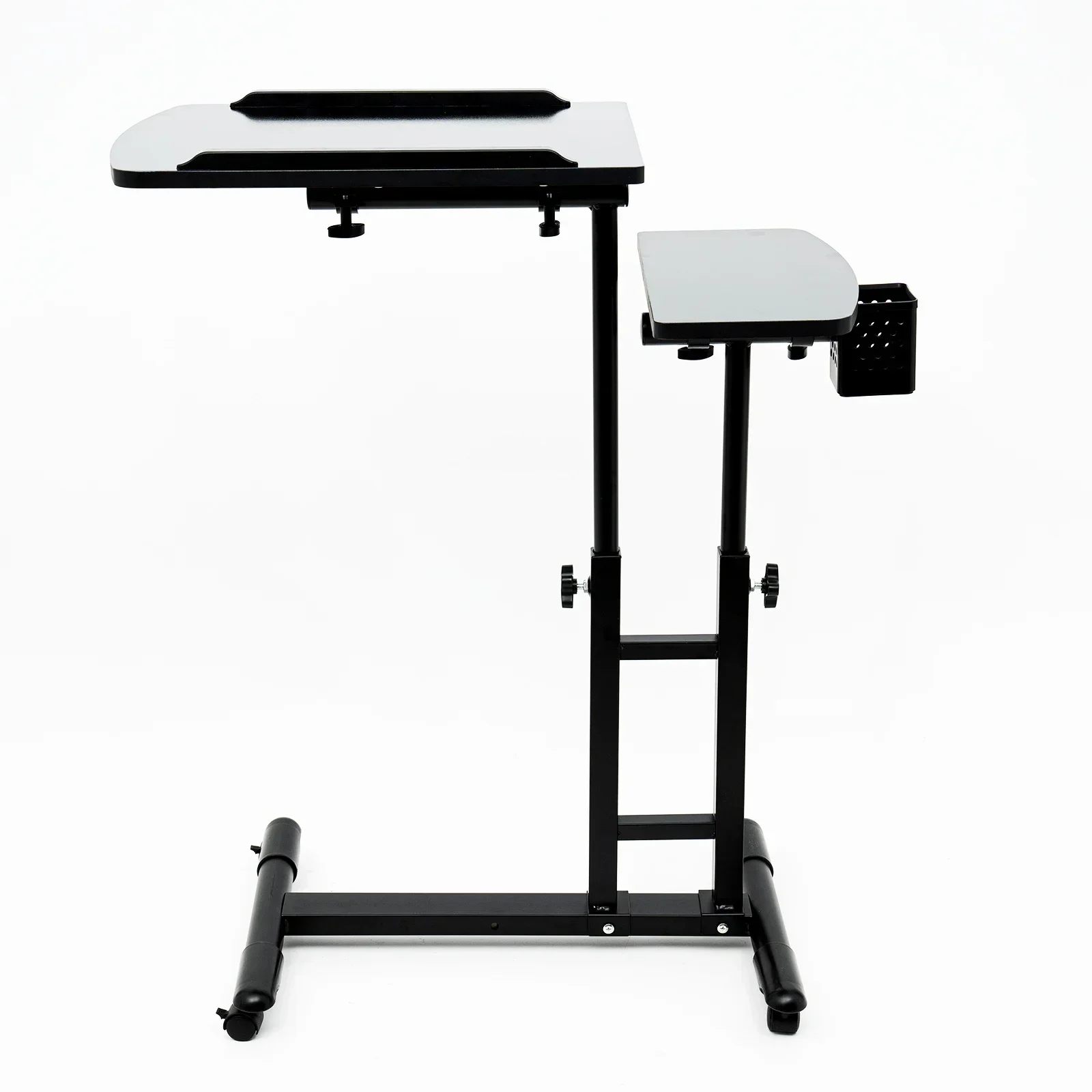 

Height Adjustable Tattoo Table Station Dual Countertops Universal Wheels - Portable Mobile Tattoo Station with Arm Rest Stand