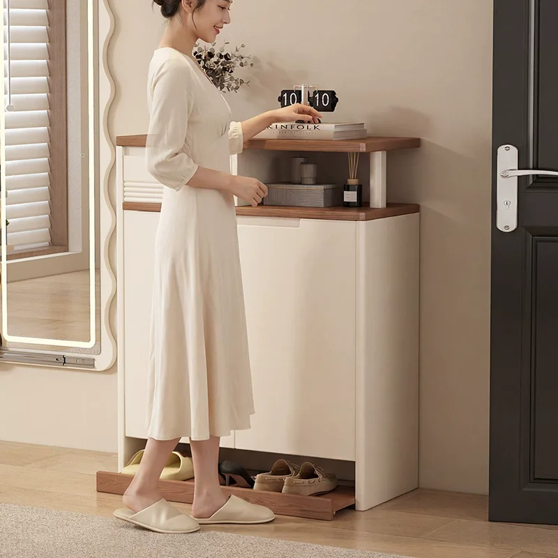 Organizer Storage Shoe Cabinet Living Room Mobile Display Wooden Designer Luxury Shoe Shelf Slippers Zapatero Home Furniture