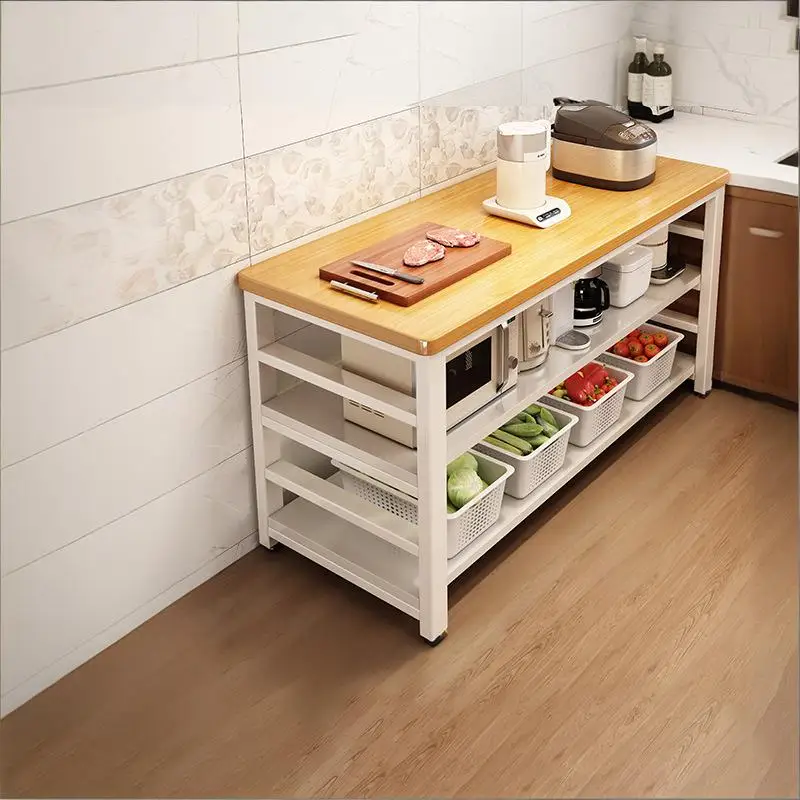 Multifunctional Kitchen Storage Rack, Floor-Standing Multi-Tiered Workbench, Storage Cabinet, Organizer