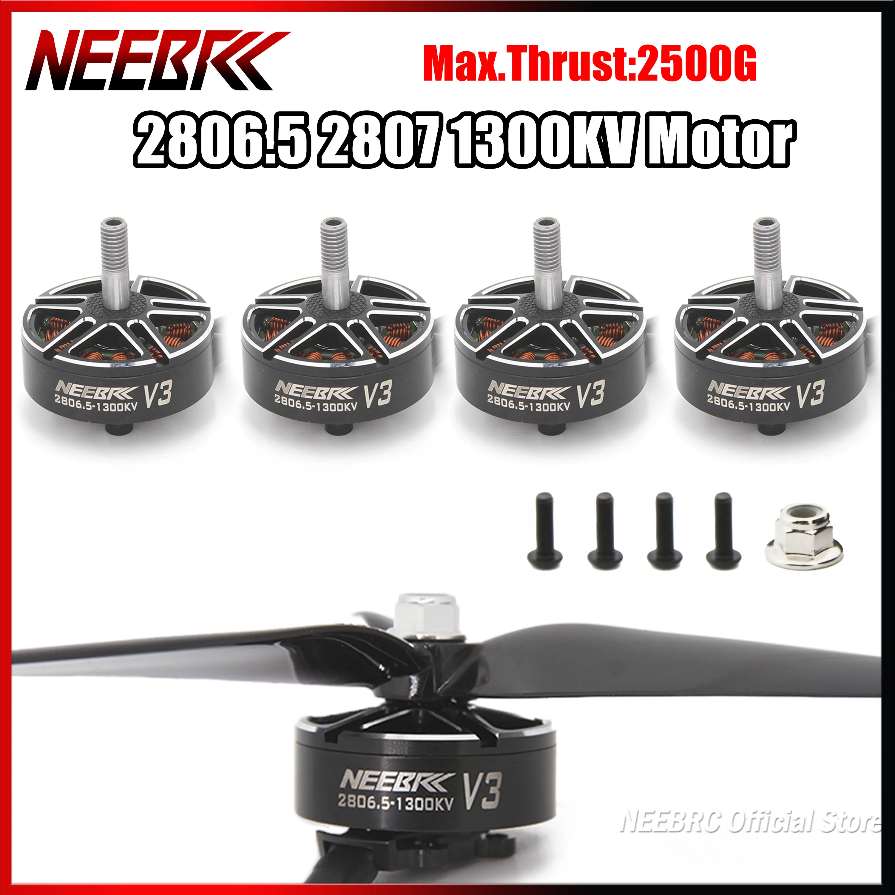 

NEEBRC 2806.5 2807 V3 FPV Outrunner Brushless Motor 1300KV 3-6S for RC Fixed Wing Racing Drone 7040 Propeller Speed Controller