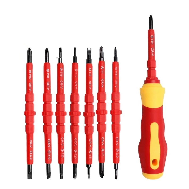 

14In1 Insulated Screwdriver Set Kit Magnetic Screwdriver Tool Set Kit Electrician Multifunctional Interchangeable Screwdrivers