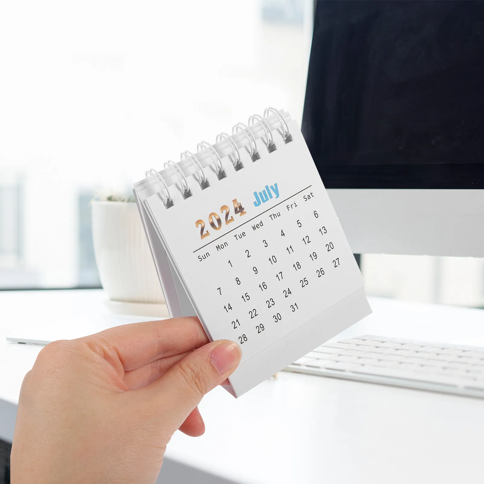 

1 Book Desk Calendar 2024 Portable Desktop Table Calendar Home Office Small Standing Planner Daily Schedule Organizer