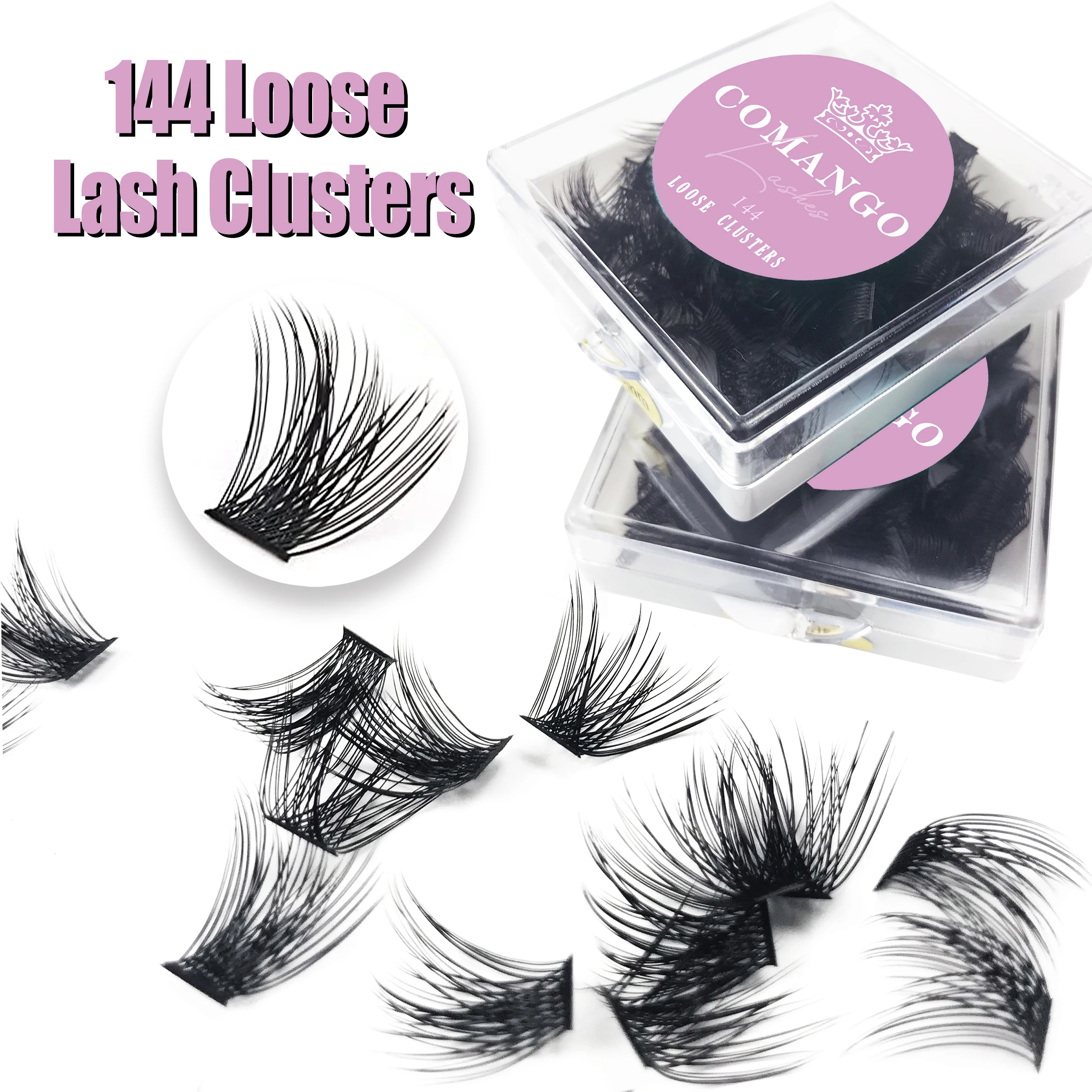 CoMango 144pcs Lash Clusters C/D Curl 10/12/14/16/18MM DIY Eyelash Extensions Individual Lashes Cluster DIY at Home