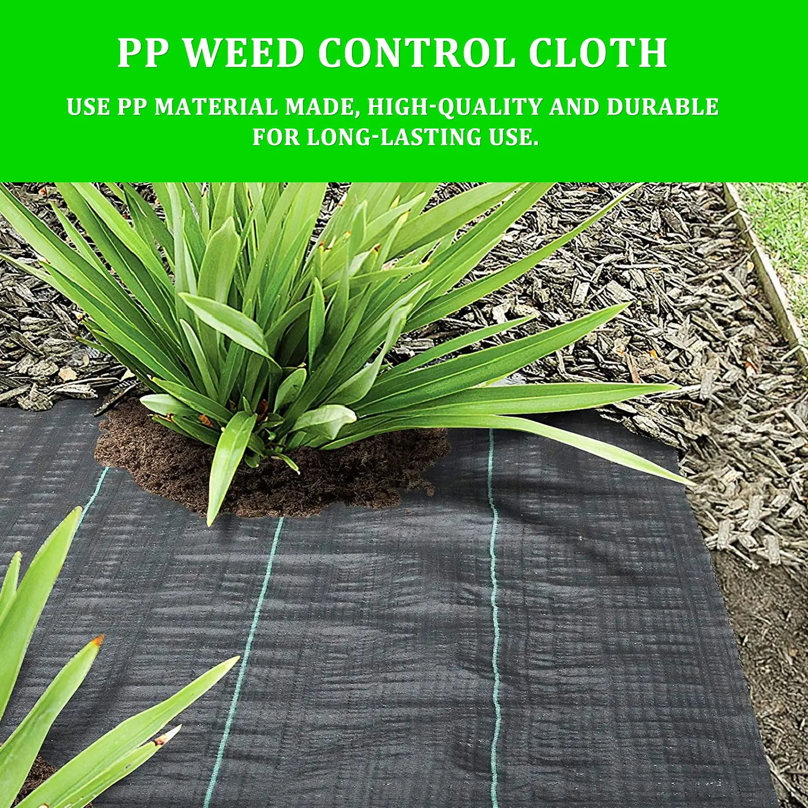 

12 Sheets PP Weed Control Cloth Heavy-Duty Woven Mesh Garden Farm Orchard Black Ground Fabric for Healthy Crop Growth
