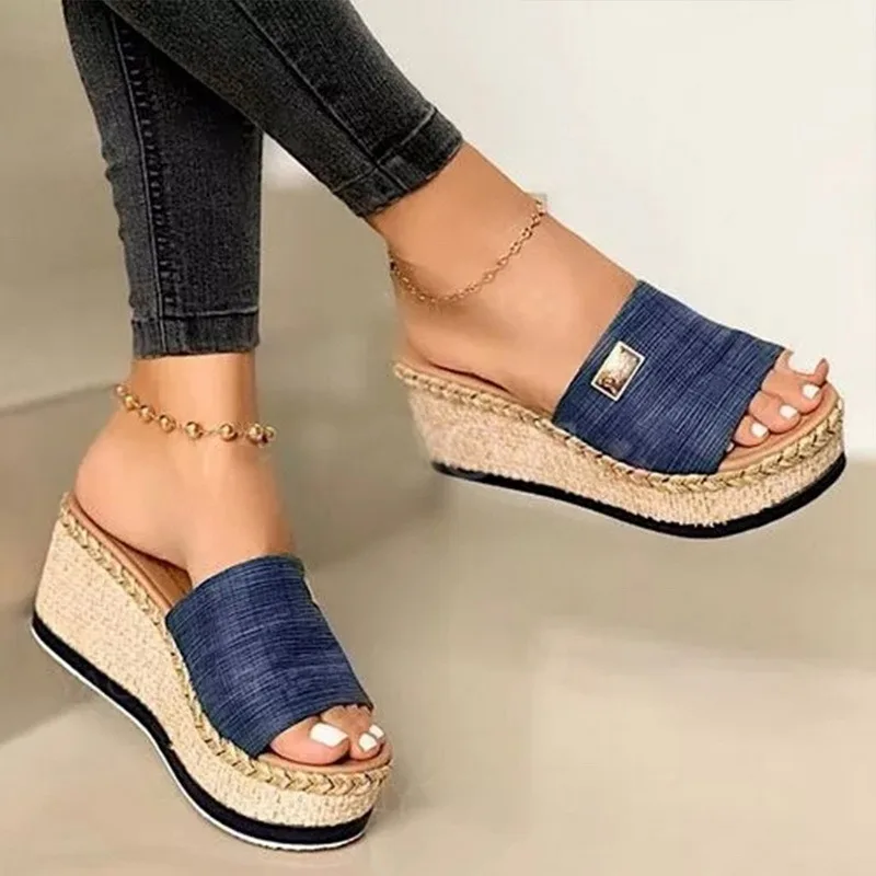 latform Wedges Slippers Women Sandals 2022  New Female Shoes Fashion Heeled Shoes Casual Summer Slides Slippers Women