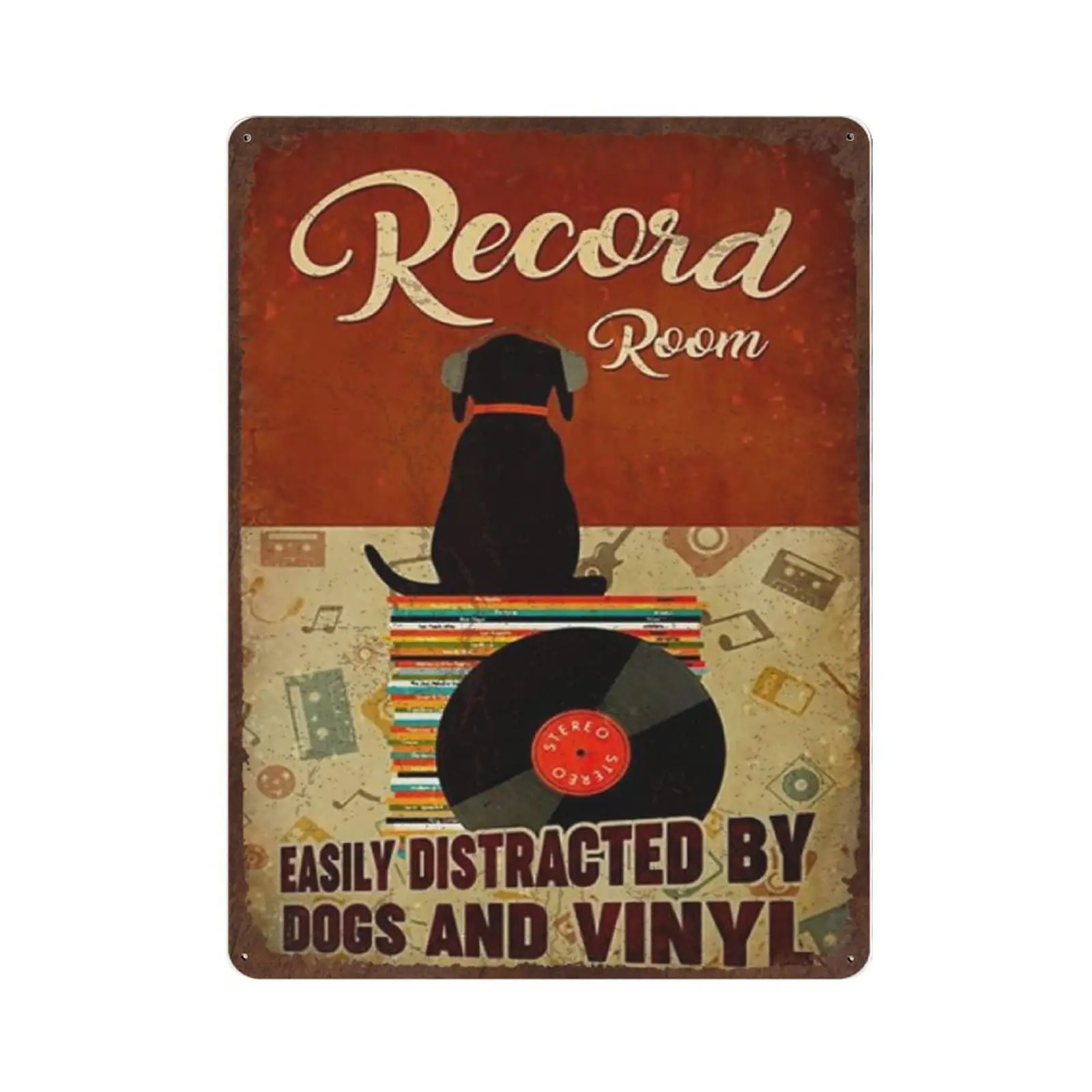 Antique Durable Thick Metal Sign,Easily Distracted by Dogs and Vinyl Tin Sign,Vintage Wall Decor，Novelty Signs for Home Kitchen