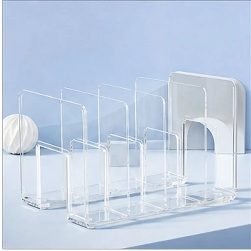 Acrylic Bookend Thickened Transparent Book Holder for Office Home Study Desktop Organizer Multi-Function Book Organizer